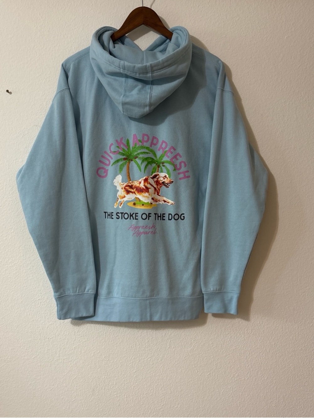 Light Blue Qick Appreesh 'The Stoke of the Dog' Hoodie by Appreesh Apparel